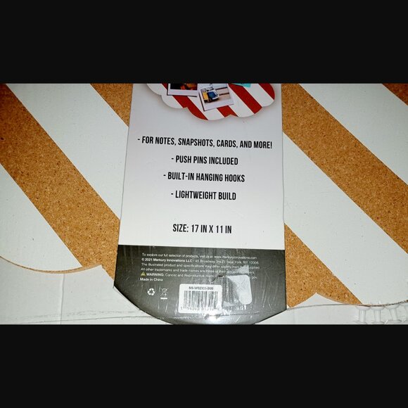 Merkury Innovations White And Brown Striped Cloud Cork Board 17"X11" New - Picture 3 of 6